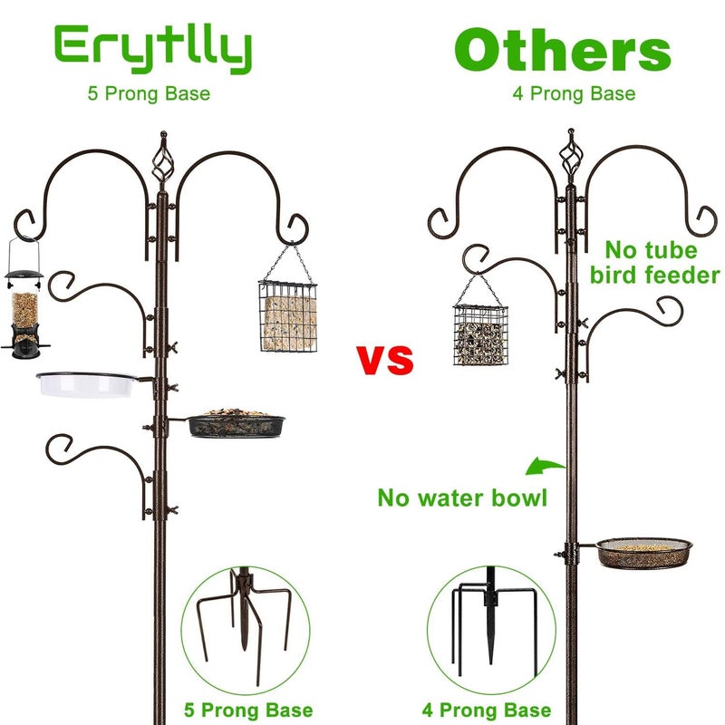 ERYTLLY Bird Feeding Station Kit Bird Feeder Pole Wild Bird Feeder Hanging Kit Planter Hanger Multi Feeder Hanging with Metal Suet Feeder Bird Bath for Attracting Wild Birds - Image 3